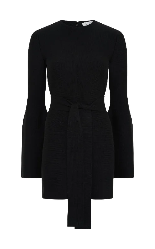 Mini Dresses for Book Launch -Mini dress with plunging necklineTenas Knit Mini Dress in Black Merino Wool Cashmere