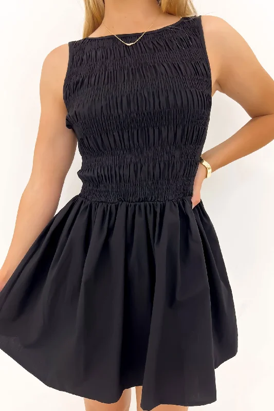 Mini Dresses with Smocked Bodice -Elegant black mini dressZayne Mini Dress Black